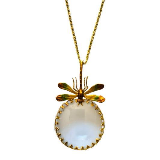 Ornella Magnifying Lens Necklace - Dragonfly