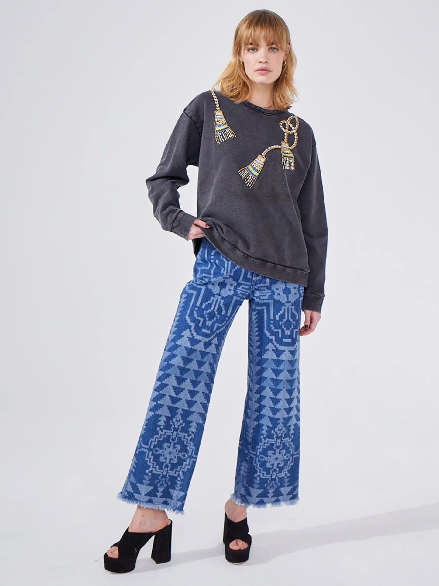 Hayley  Menzies Tassel Beaded Sweatshirt