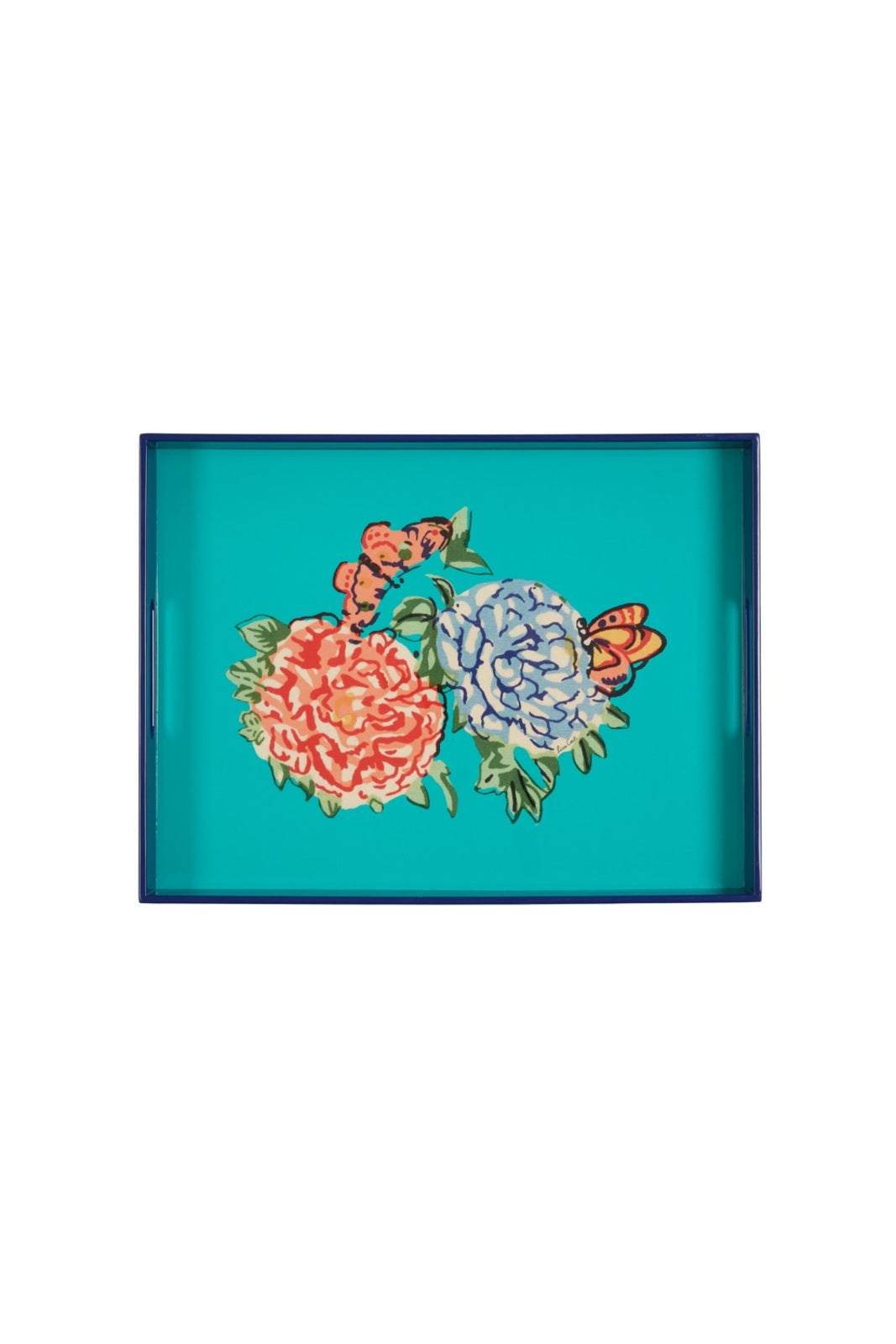 Queen Flower Green Rectangular Tray