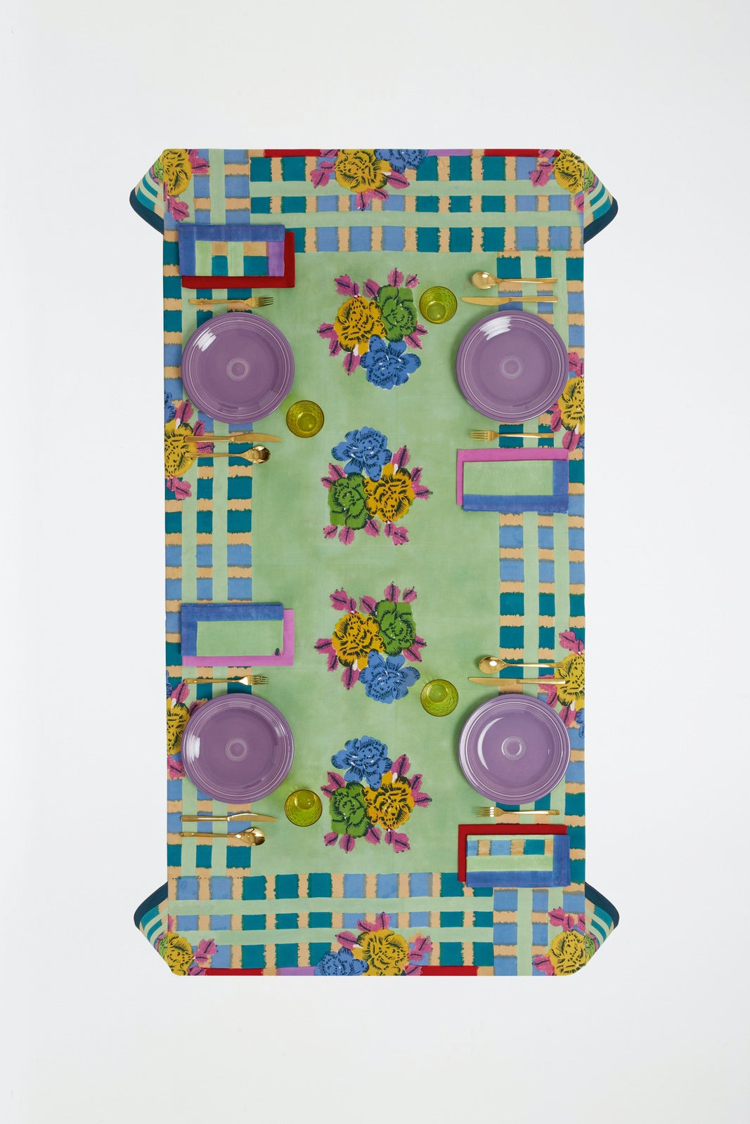 Ankara Aqua Cotton Tablecloth - 220x220