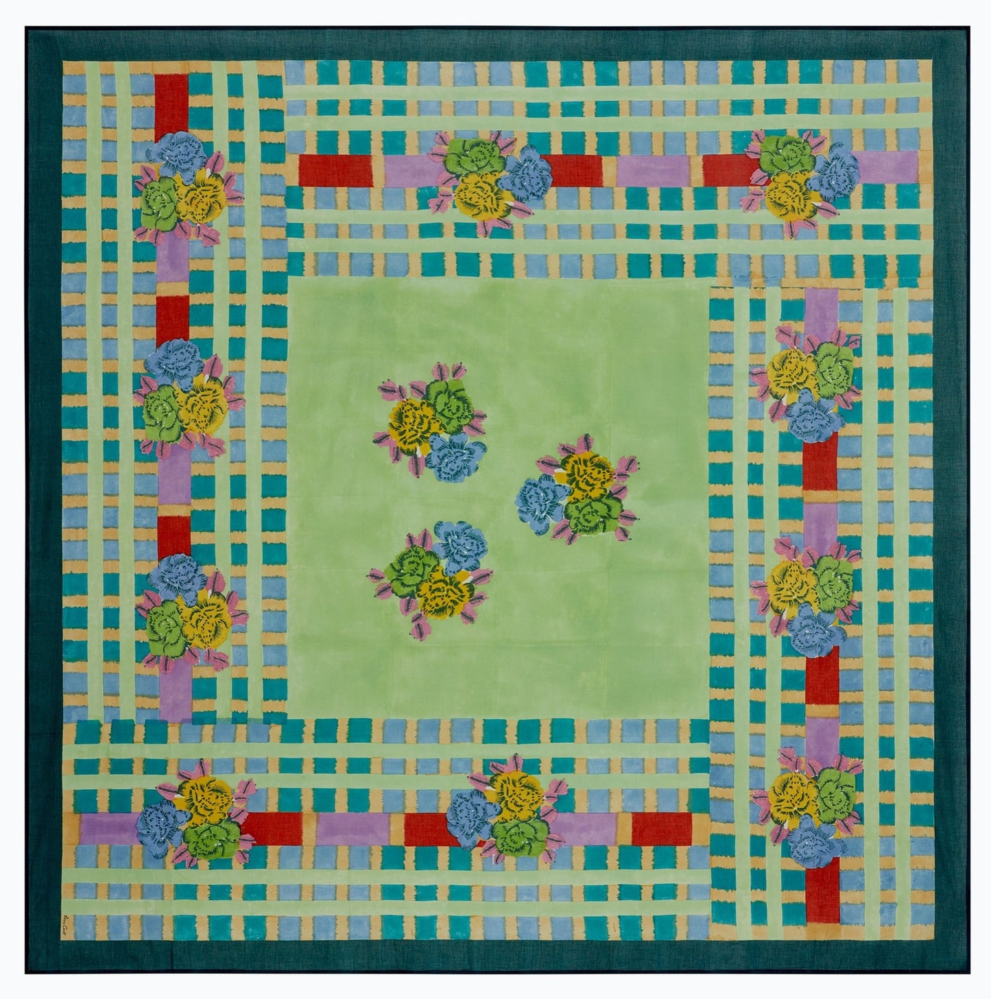 Ankara Aqua Cotton Tablecloth - 220x220