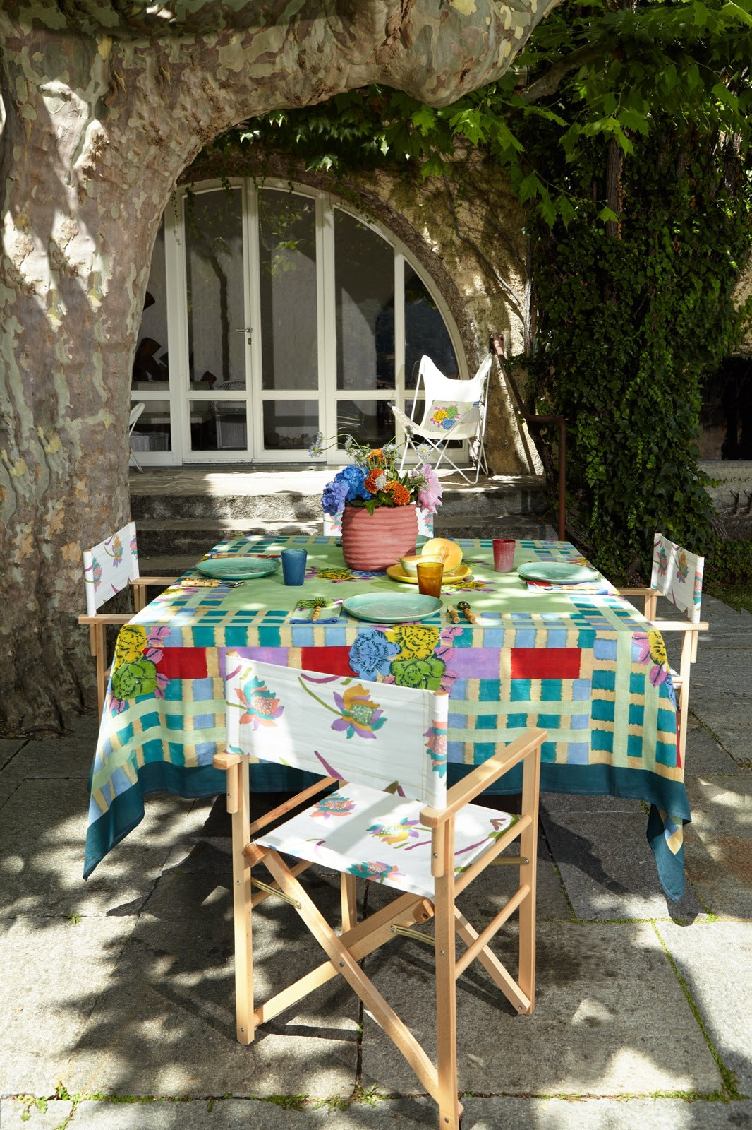 Ankara Aqua Cotton Tablecloth - 220x220