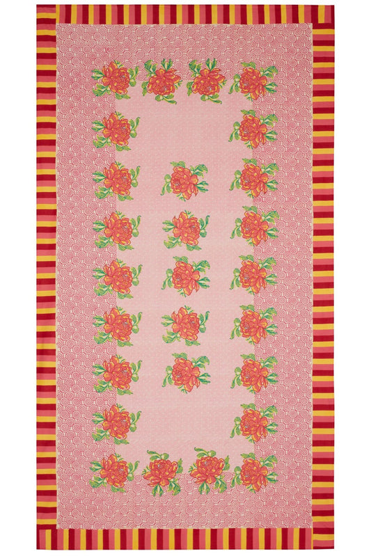 Camelia Magenta Pink Cotton Tablecloth - 180x350