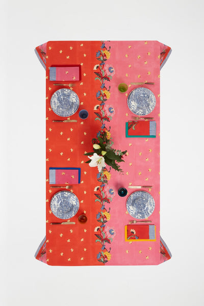 Indonesian Red Rose Cotton Tablecloth - 180x350
