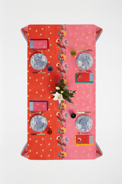 Indonesian Red Rose Cotton Tablecloth - 180x350