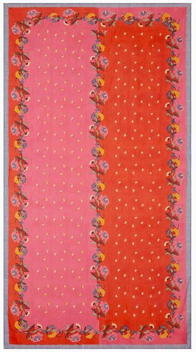 Indonesian Red Rose Cotton Tablecloth - 180x350