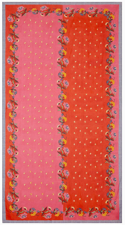 Indonesian Red Rose Cotton Tablecloth - 180x350