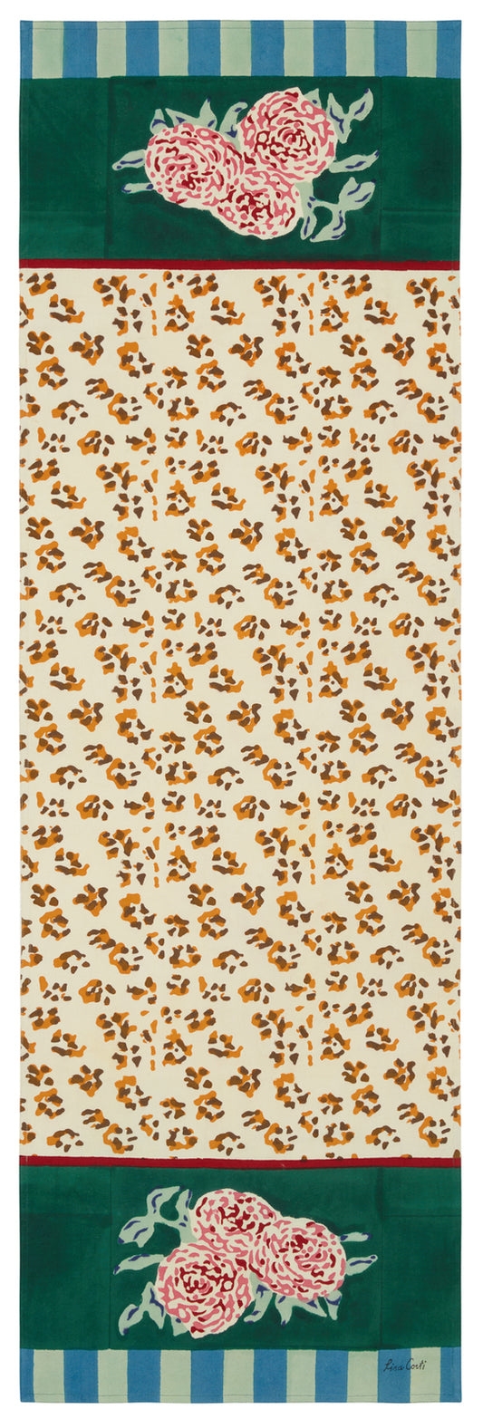 Leopard Stripes Cotton Runner - Green