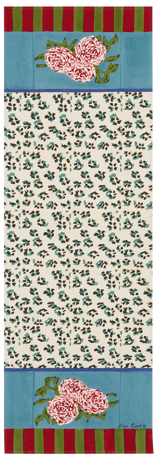 Leopard Stripes Cotton Runner - Sky