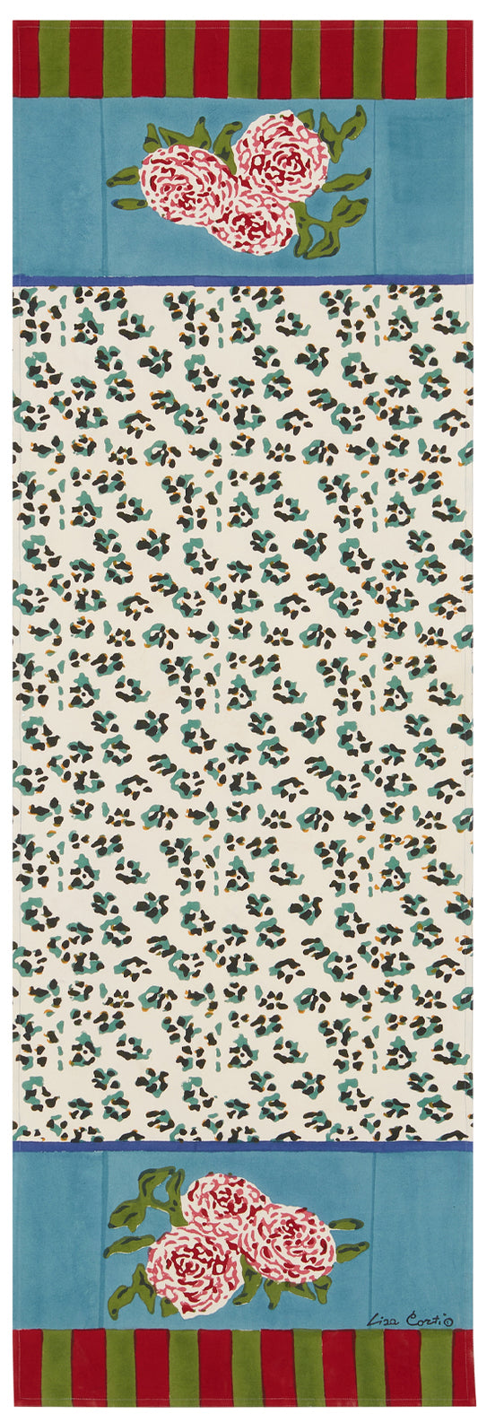 Leopard Stripes Cotton Runner - Sky