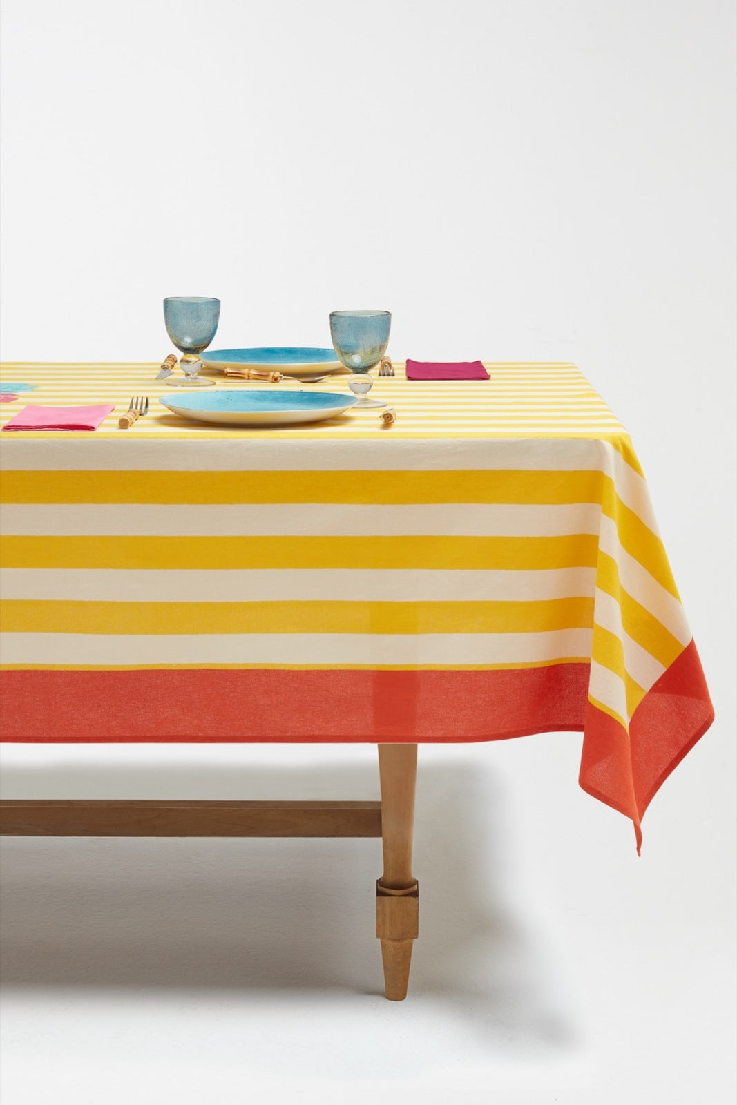 Nizam Stripe Yellow Cotton Tablecloth - 220x220