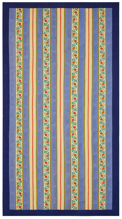 Varanasi stripes pervinch Cotton Tablecloth - 180x350