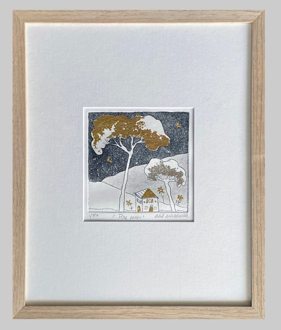 "Pine Moon" Etching