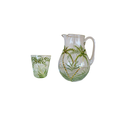 Bohemia Crystal Hand Painted Jug Palm Tree