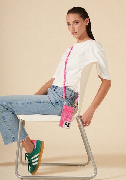 La Coque Francaise Della Phone Strap - Neon Pink