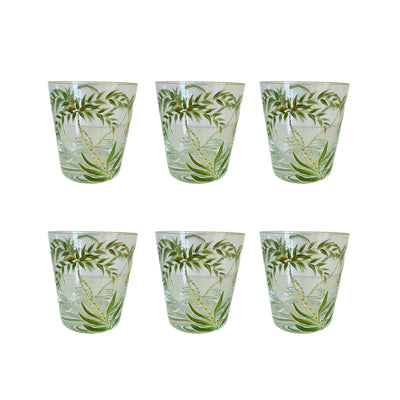 Bohemia Crystal Hand Painted Tumblers Set of 6 Palm Tree