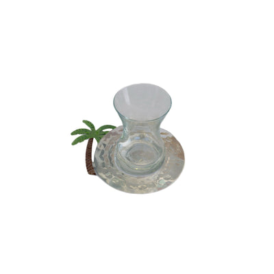 Tea Cup Aluminium with Palm Tree  - Silver