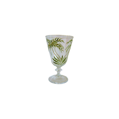 Bohemia Crystal Hand Painted Stem Glasses Set of 6 Palm Tree