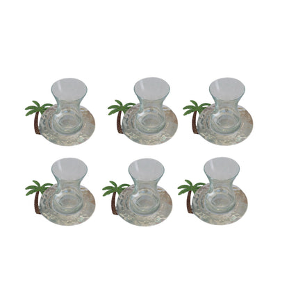 Tea Cup Aluminium with Palm Tree  - Silver