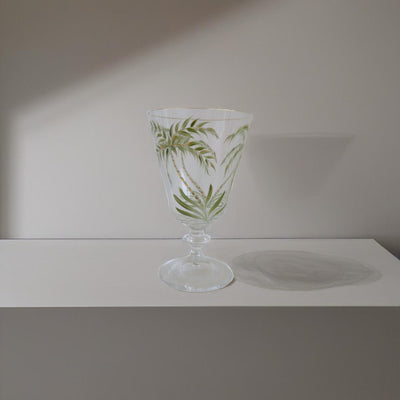 Bohemia Crystal Hand Painted Stem Glasses Set of 6 Palm Tree