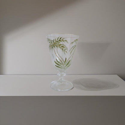 Bohemia Crystal Hand Painted Stem Glasses Set of 6 Palm Tree
