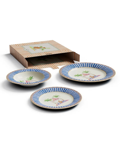 Sariska Porcelain Plates Set of 3 - Blue Unica