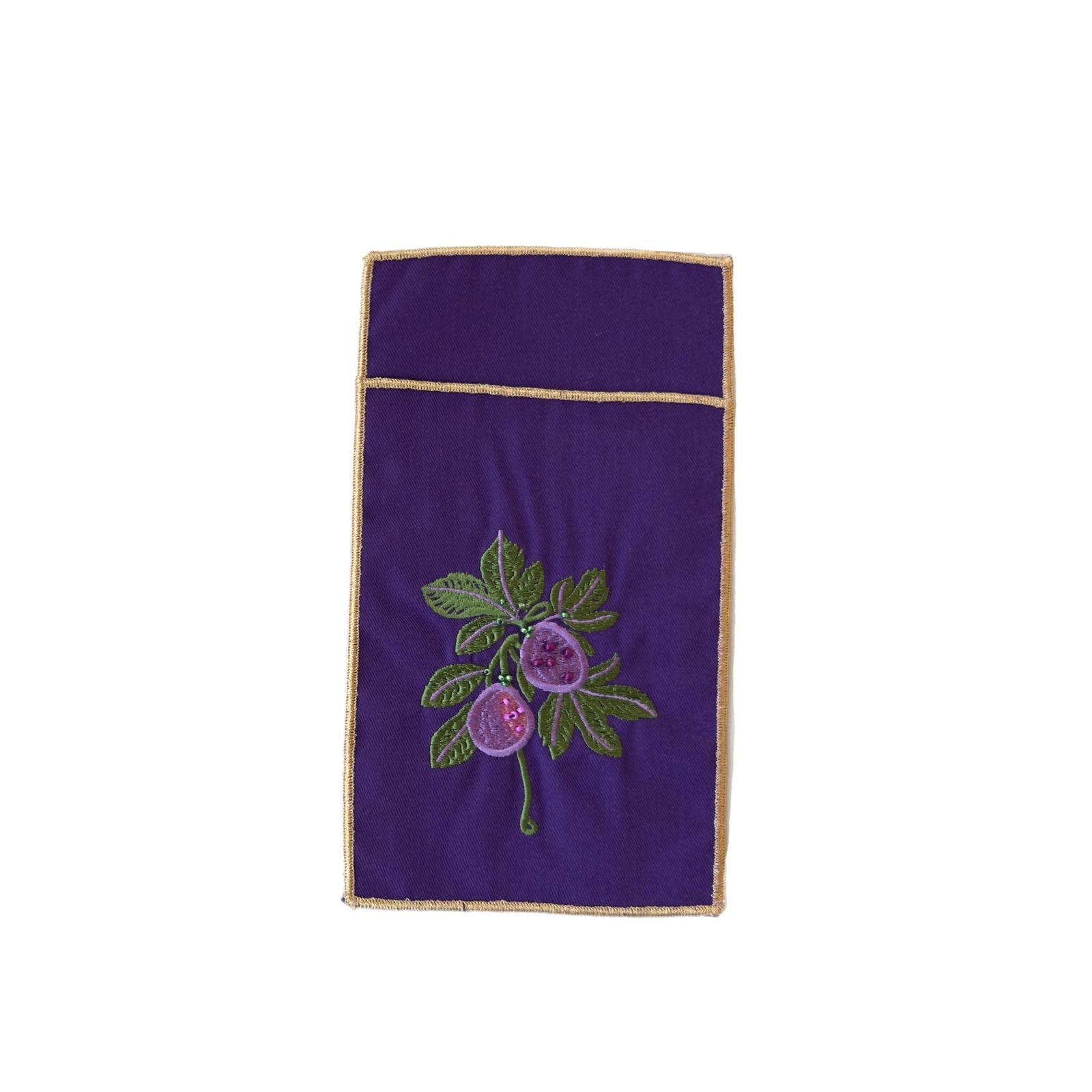 A Table Embroidered Cutlery Pouch - Fig