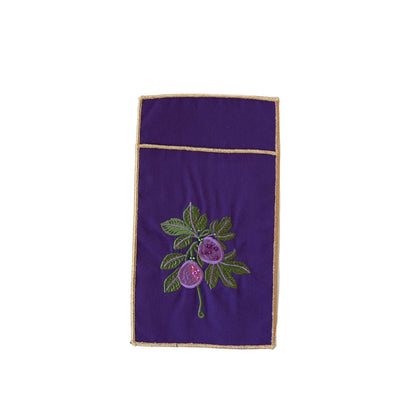 A Table Embroidered Cutlery Pouch - Fig