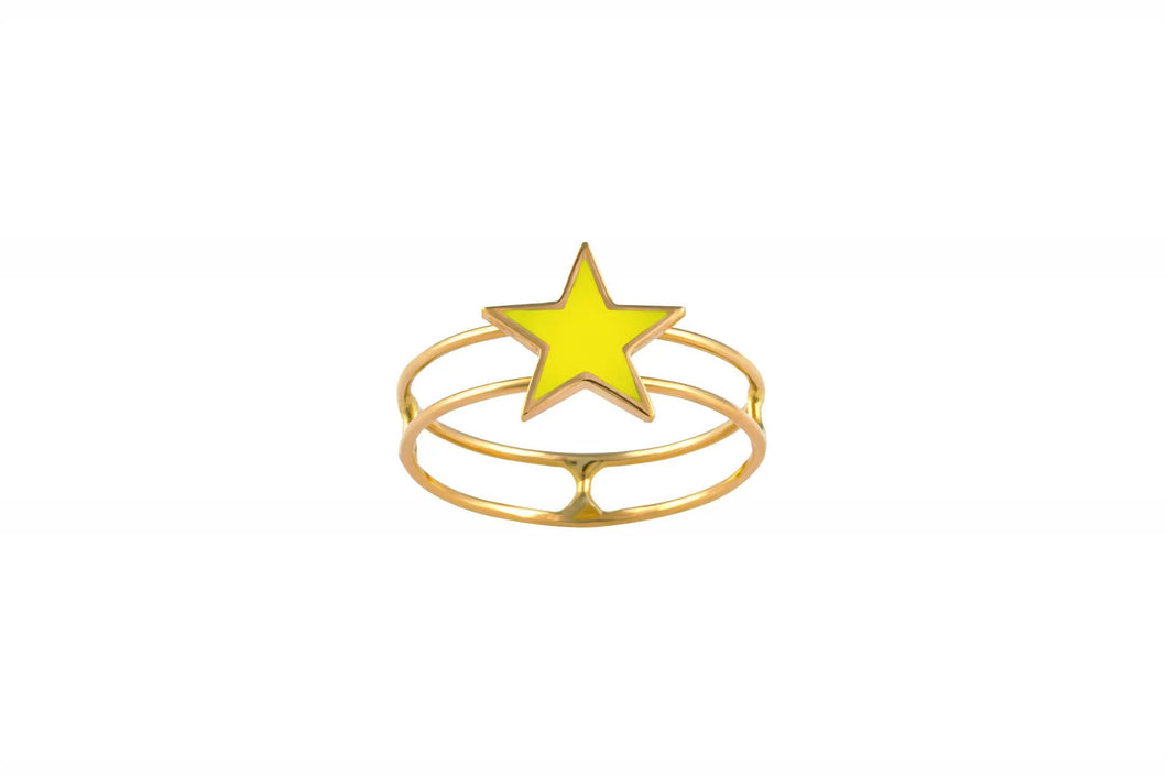 LRJC Yellow Star Enameled Ring 18K Gold
