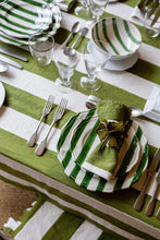 Load image into Gallery viewer, Stripe Linen Tablecloth - Green &amp; White
