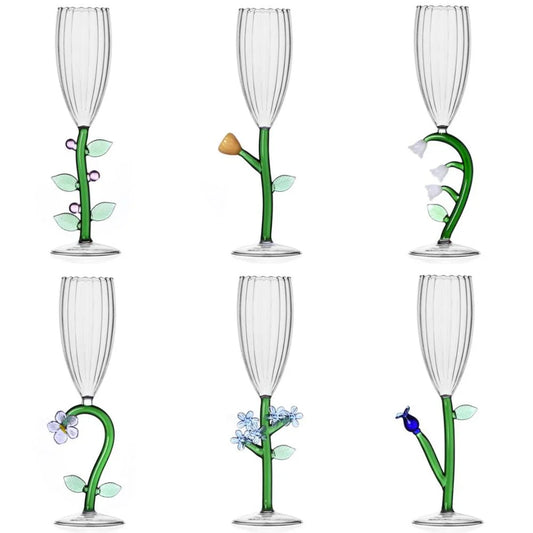 Ichendorf Optical Flute Stemmed Glass Flower