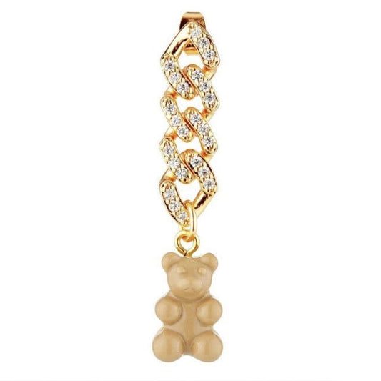 Crystal Haze Nostalgia Bear Earring - Salt Caramel