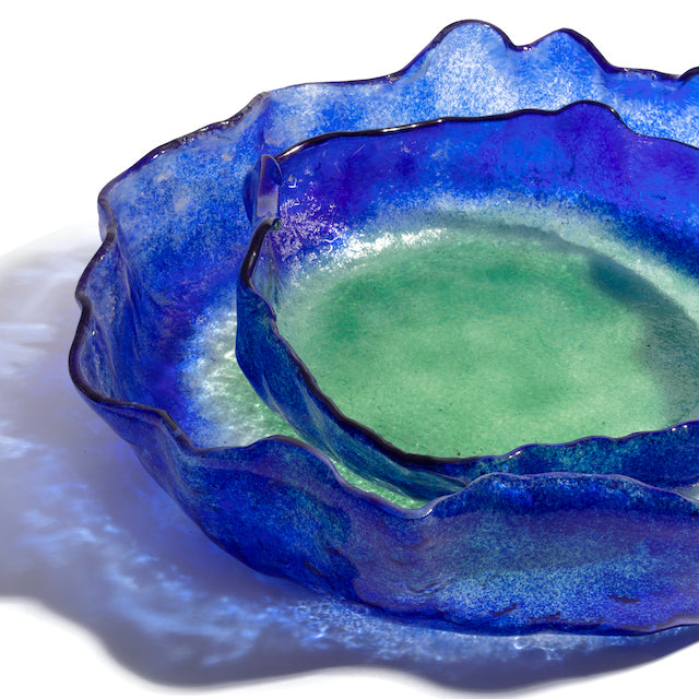 Jelly Glass Round Platter - Blue Green