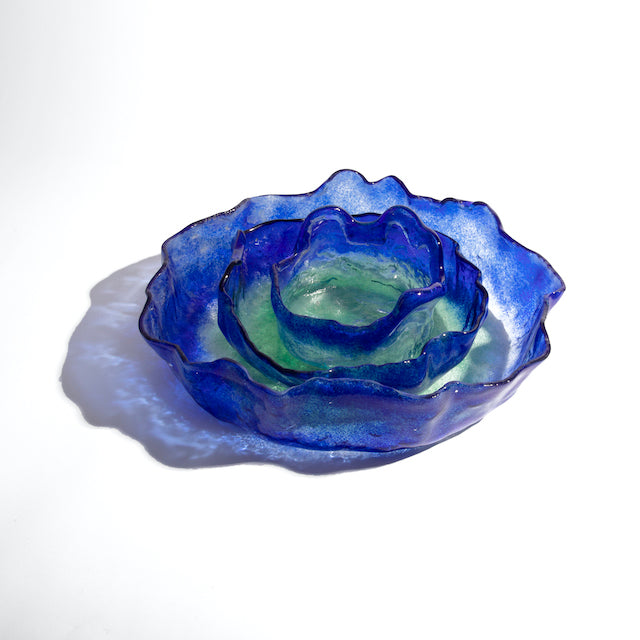 Jelly Glass Round Platter - Blue Green