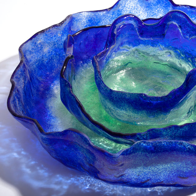 Jelly Glass Round Platter - Blue Green