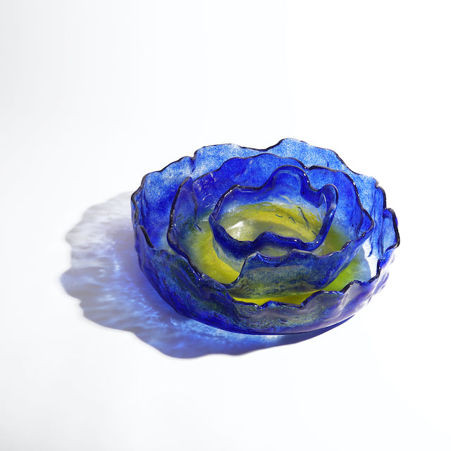 Jelly Glass Round Platter - Blue Yellow