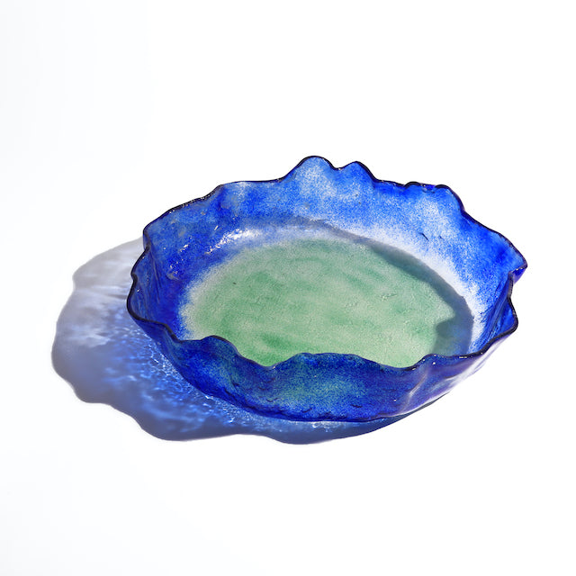 Jelly Glass Round Platter - Blue Green