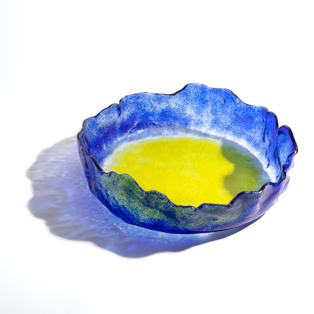 Jelly Glass Round Platter - Blue Yellow