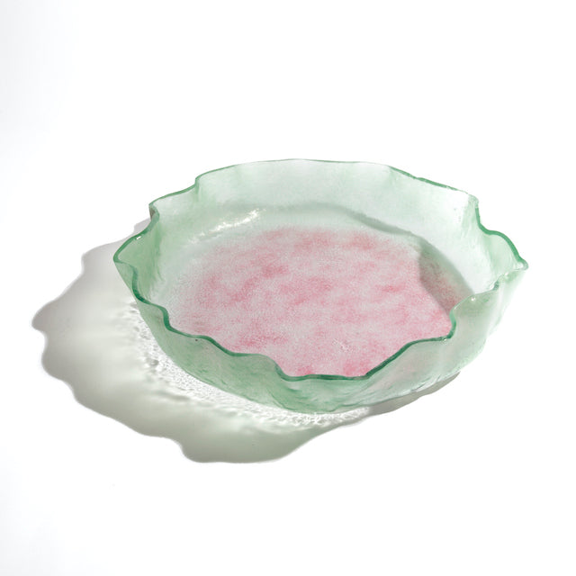 Jelly Glass Round Platter - Green Pink