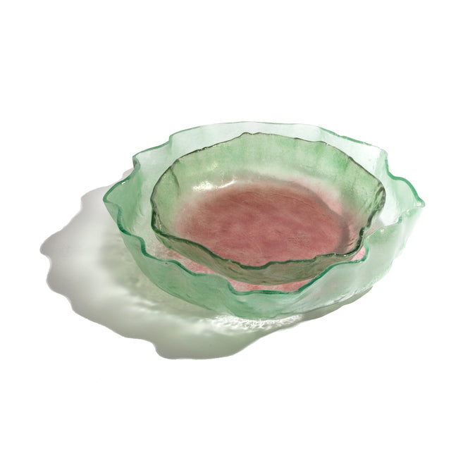 Jelly Glass Round Platter - Green Pink