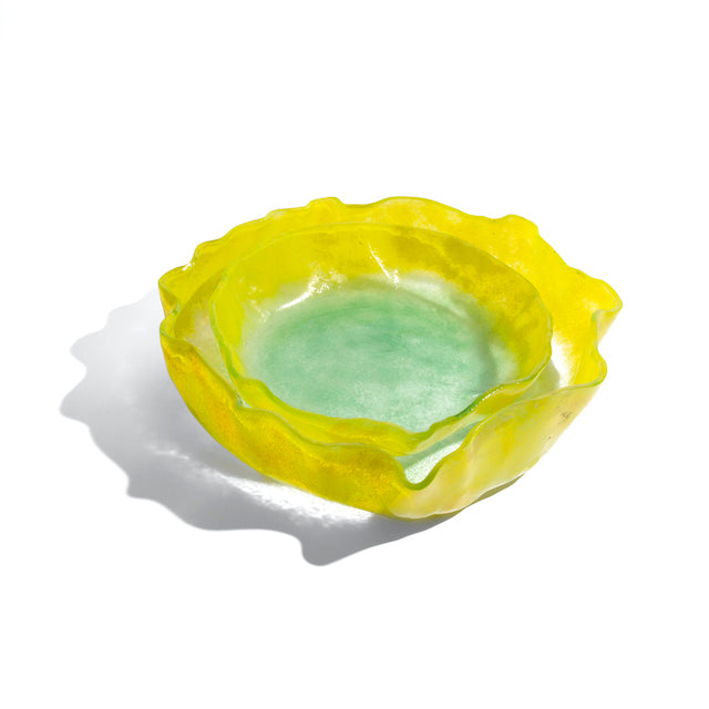 Jelly Glass Round Platter - Yellow Green