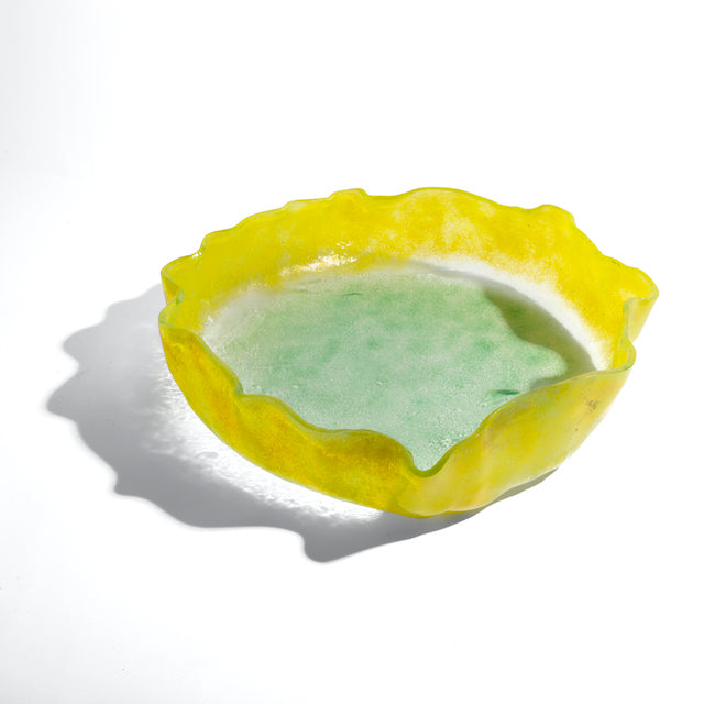 Jelly Glass Round Platter - Yellow Green