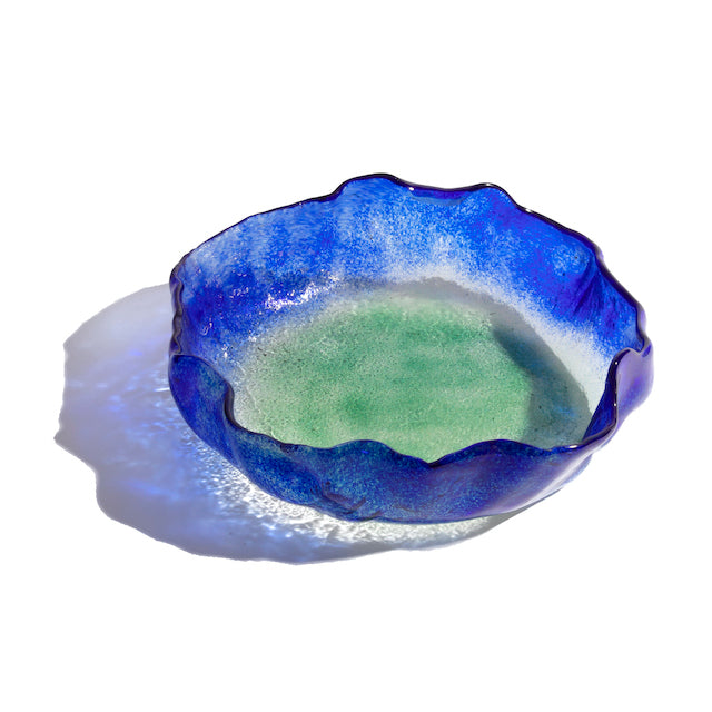 Jelly Glass Round Platter - Blue Green