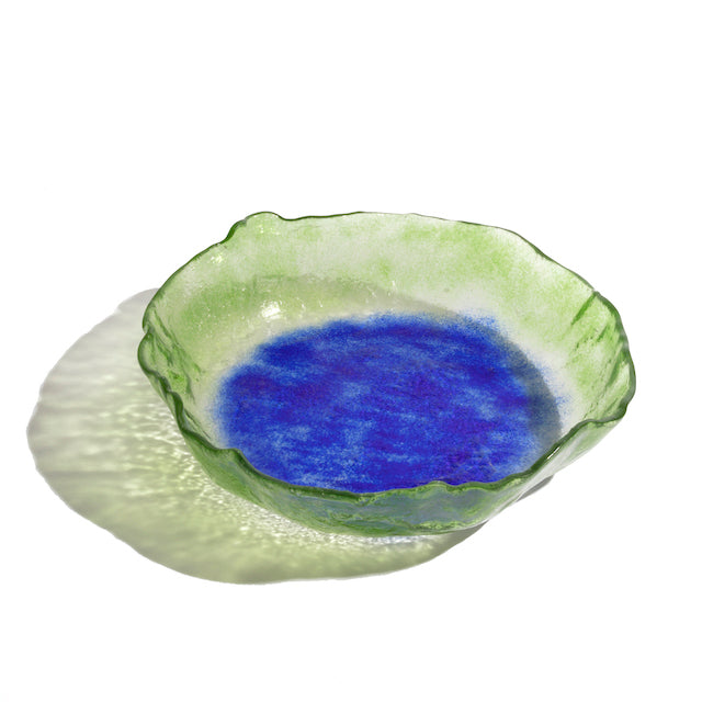 Jelly Glass Round Platter - Green Blue