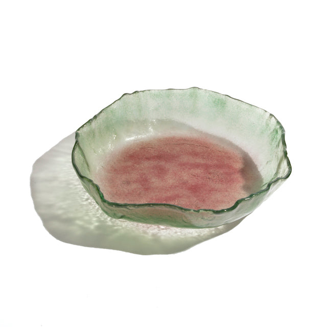 Jelly Glass Round Platter - Green Pink