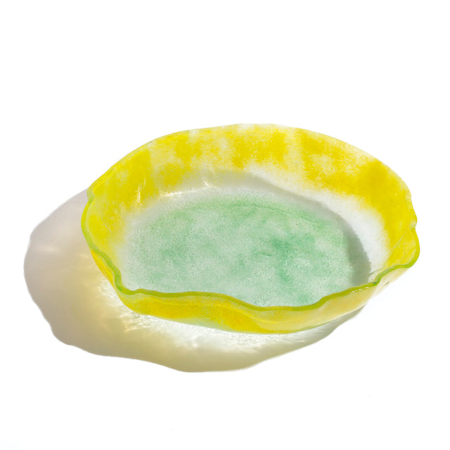 Jelly Glass Round Platter - Yellow Green