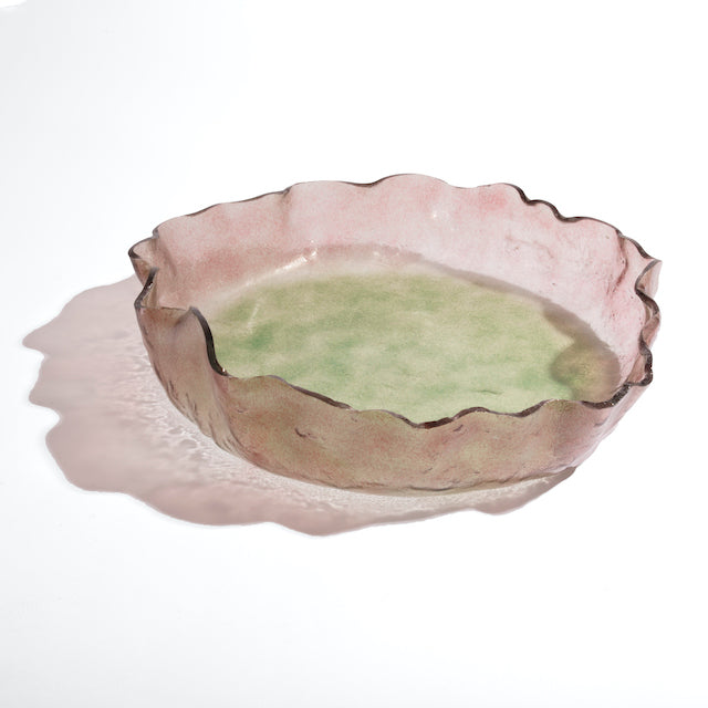 Jelly Glass Round Platter - Pink Green