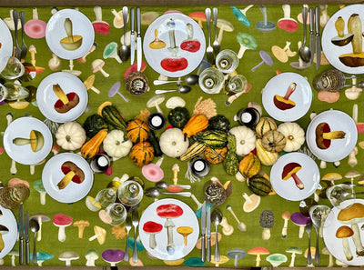 S&B x John Derian Green Fungi Linen Tablecloth