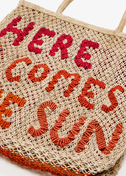 The Jackson Jute Tote Bag Large - Here Comes the Sun