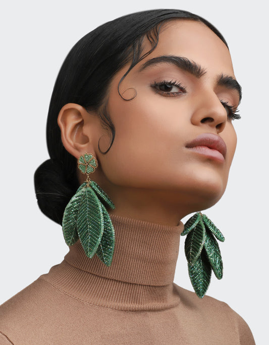 Leaf Earrings - Green